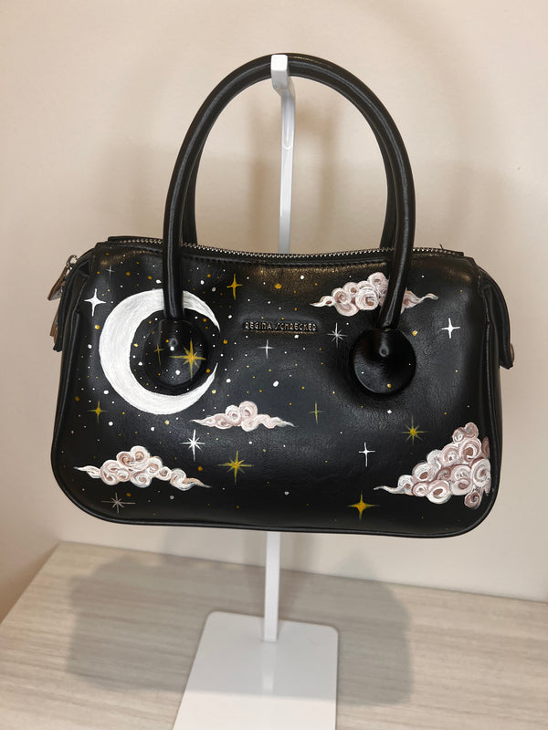 Bauletto dipinto a mano con Cielo di notte , Regina Schrecker con tracolla