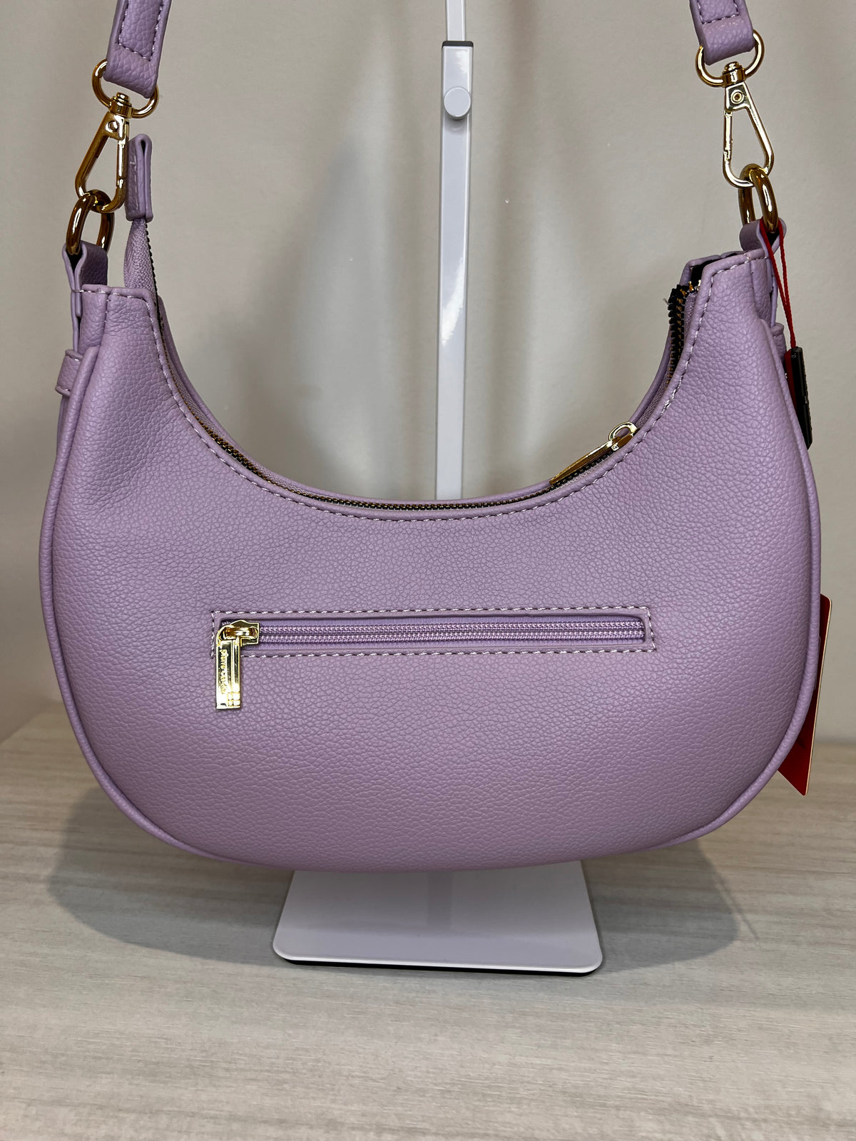 Borsa a tracolla dipinta a mano con Narcisi bianco e giallo , Pierre Cardin lilla