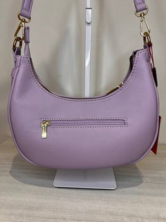 Borsa a tracolla dipinta a mano con Narcisi bianco e giallo , Pierre Cardin lilla