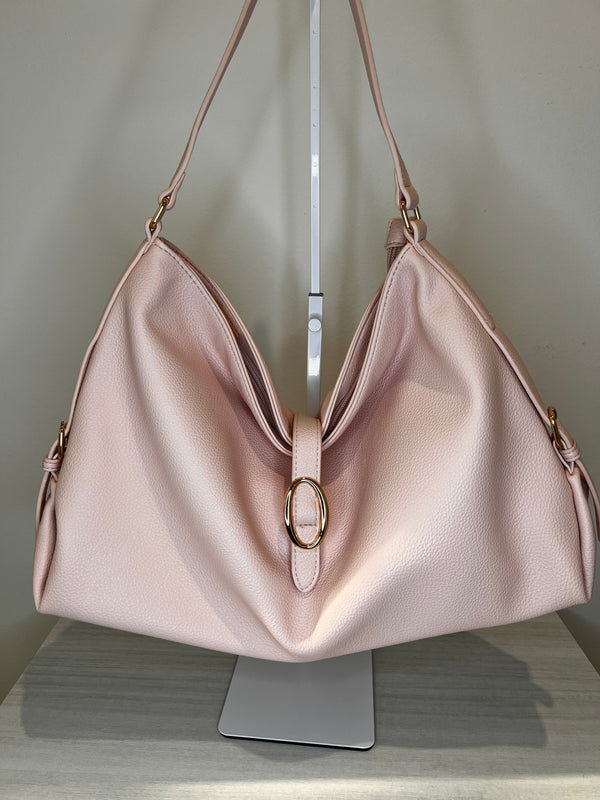 Borsa hobo capiente con dettagli oro