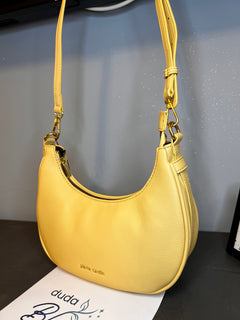 Borsa a tracolla piccola Pierre Cardin gialla, vista frontale