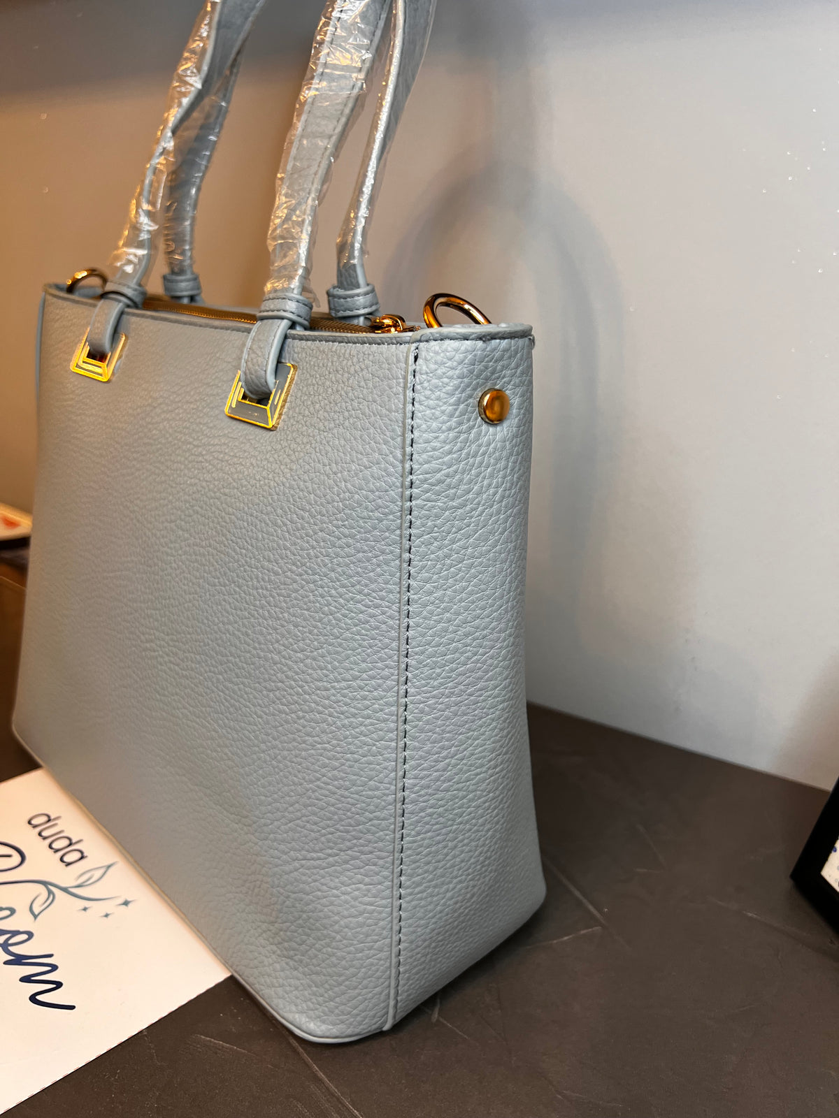 Borsa a tracolla Pierre Cardin azzurra, vista laterale